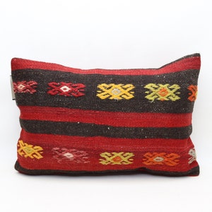 Turkish kilim pillow cover, Rustic decor pillow, Bohemian pillow, Lumbar kilim pillow, Tribal kilim pillow, 16x24 inches pillow cover 0180