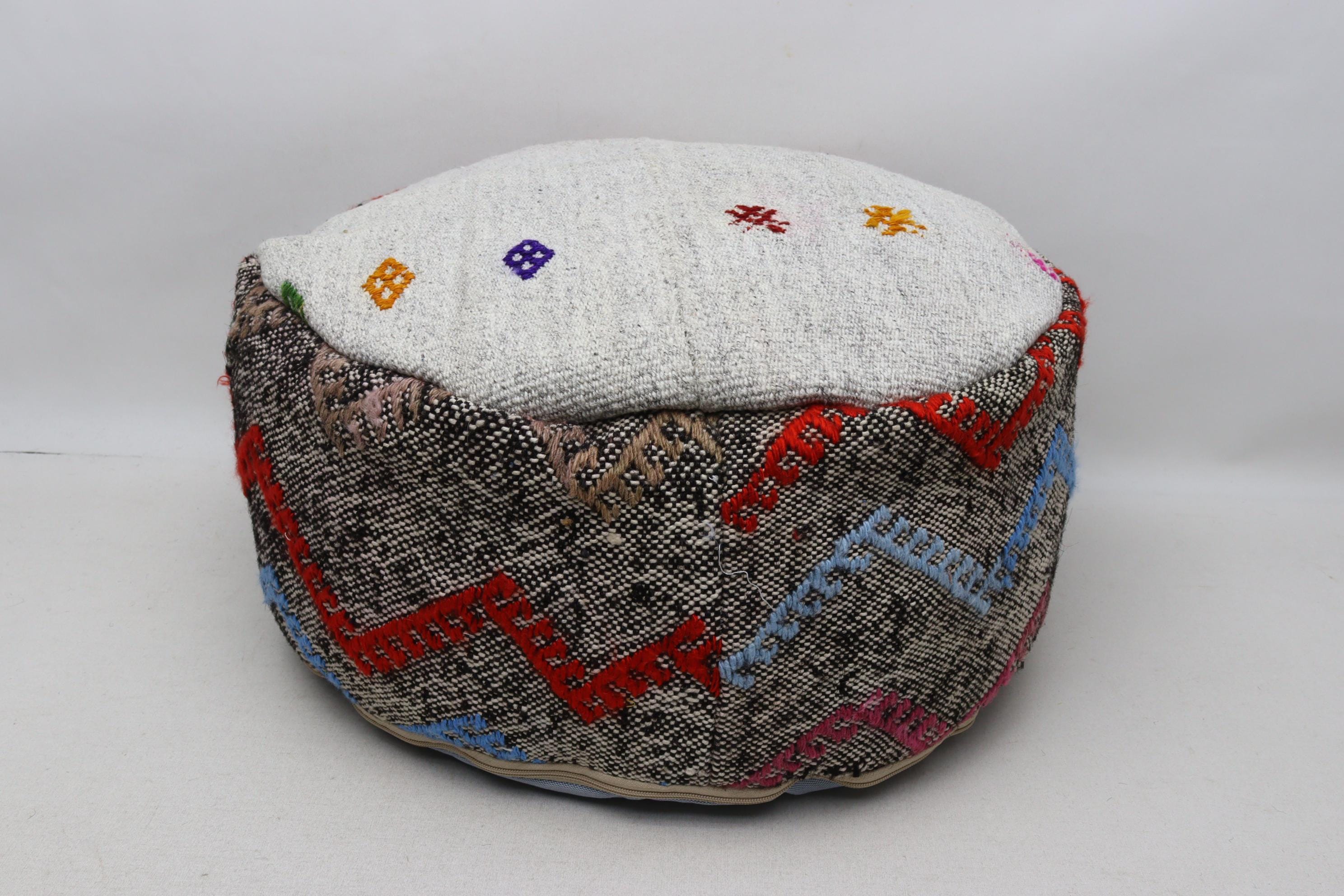 Boho decor pillow, Anatolian pouf, Handmade floor pouf, Turkish kilim pouf, Home decor pouffe 20x20 and 10 height pouf pillow cover 0483