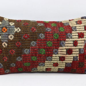 Kilim pillow, Handmade kilim pillow, Cecim pillow, Turkish pillow, Wool pillow, Lumbar pillow, Throw pillow 12x20 inches pillow cover 0200