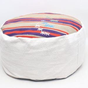 Boho Decor Floor pillow, Kilim Ottoman pouf, Handmade pouf, Turkish rug pouf, Moroccan pouffe, 20x20x10 Garden Decor pouf pillow cover e18