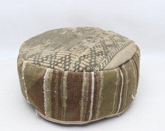 Decorative pouf, Handmade kilim pouf, Ottoman pouf, Floor cushion, Bohemian kilim pillow, 20x20 inch and 10 height pouf pillow cover 0203