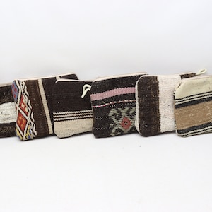 Make-up Tasche, 6 Stück Kelim Geldbörse, türkische Kelim Brieftasche, 200x220 authentische Geldbörse, Vintage Geldbörse, Frauen Geldbörse, Münzbeutel, handgemachte Geldbörse, 0035