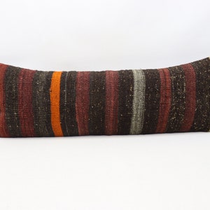 Turkish kilim pillow cover, Handmade lumbar pillow, Tribal pillow, Anatolian pillow, Natural wool pillow, 12x36 inches pillow cover 0175