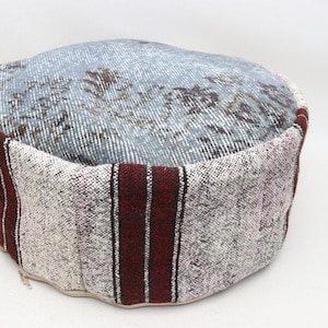 Kilim pouf cover , Floor pillow cover, Circle pouffe, Kilim beanbag, Home decor pouf, 20x20 inch and 10 height pouf pillow, 0168