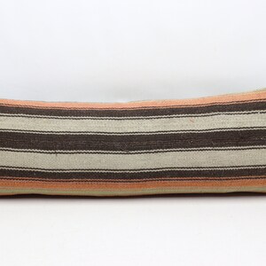 Turkish kilim pillow cover, Handmade lumbar pillow, Tribal pillow, Anatolian pillow, Natural wool pillow, 12x36 inches pillow cover 0371