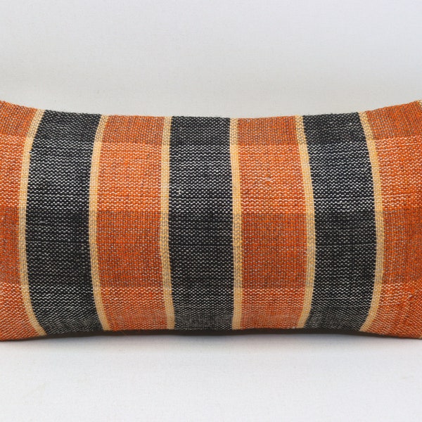 Handwoven pillow, Anatolian kilim pillow, Bohemian pillow, Decorative kilim pillow, Turkish kilim pillow, 8x16 inches cushion cover 0663