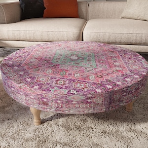 Pink coffe table, Modern furniture, Table with storage, Industrial style, Handmade furniture, Ottoman round bench, Side table,