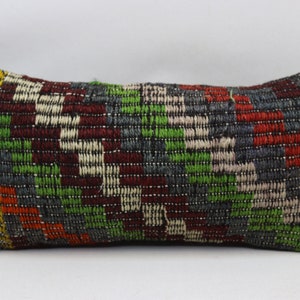 Lumbar pillow, Handmade wool pillow cover, Vintage pillow cover, Rustic pillow cover, Turkish pillow cover, 10x20 inches pillow cover 0192