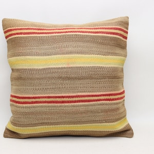 Turkish pillow cover, Kilim pillow, Home decor, Boho decor, Kelim kissen, Striped kilim pillow, Couch pillow, 20x20 inches pillow cover 0052