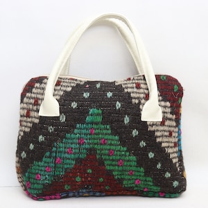 Einzigartige Kelimtasche, Handgefertigte Tasche, Geometrisches Design, handgefertigte Kelimtasche, 10x14-Zoll-Tasche, Einzigartige Tasche, Handtasche, Modetasche, Trendtaschen, 0047
