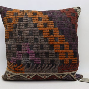 Turkish handmade pillow cover, Kilim pillow cover, Kelim kissen, Sofa pillow cover, Home decor, Boho decor, 20x20 inches pillow cover 0415