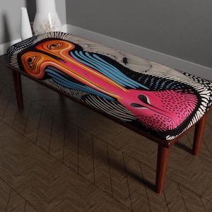Baboon print bench, Bedroom bench, Home design bench, Out door bench, Modern bench, Ottoman bench, Livingroom bench, Ethnic bench,