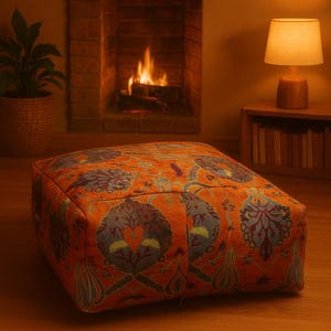 Beanbag, Moroccan pouf, Balcony decor, Kilim floor pouf, Bohemian pouffe, Garden decor pouffe, Floor pillow, Pouf pillow cover, Ottoman pouf