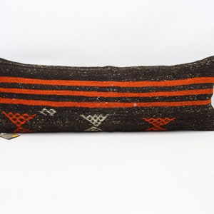 Turkish kilim pillow cover, Handmade lumbar pillow, Tribal pillow, Anatolian pillow, Natural wool pillow, 12x36 inches pillow cover 0201