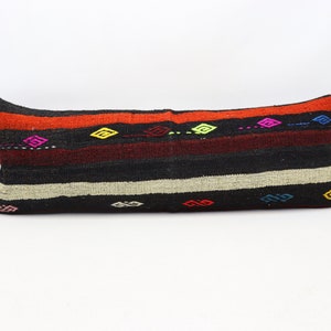 Turkish kilim pillow cover, Handmade lumbar pillow, Tribal pillow, Anatolian pillow, Natural wool pillow, 12x36 inches pillow cover 0184