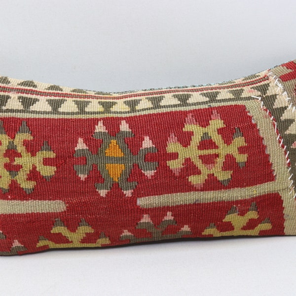 Turkish pillow,  Aztec pillow, Handmade kilim pillow, Decorative pillow, Throw pillow cover, Bohemian pillow, 8x16 inches pillow cover, 0681