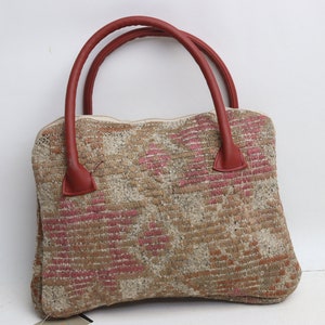 Seltene handgemachte Kelim Tasche, Boho Tasche, Wolle und Leder handgemachte Kelim Tasche, 10x14 "Tasche, Ethnische Tasche, Einzigartige Tasche, Handtasche, handgemachte Tasche, 0076