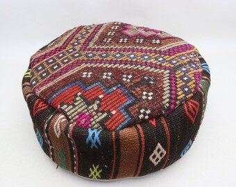 Multicolor pouf, Handmade pouf, Ottoman pouf, Floor cushion, Bohemian pillow, Floor pouf 20x20 inch and 10 pouf pillow cover 0367