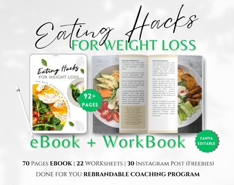 Libro electrónico + libro de trabajo de trucos para comer y perder peso: Programa de entrenamiento de marca hecho para usted/Guía PLR para entrenador de pérdida de peso y entrenador de nutrición