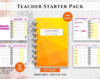 TEACHER PLANNER - Digital/Printable Canva Template for Class Organization, Undated Lesson Plan, Teacher Diary