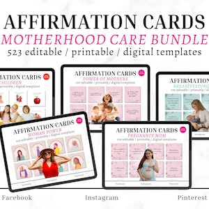 Pack Affirmation de la maternité | Cartes d'autosoins pour femme mère grossesse allaitement + enfant