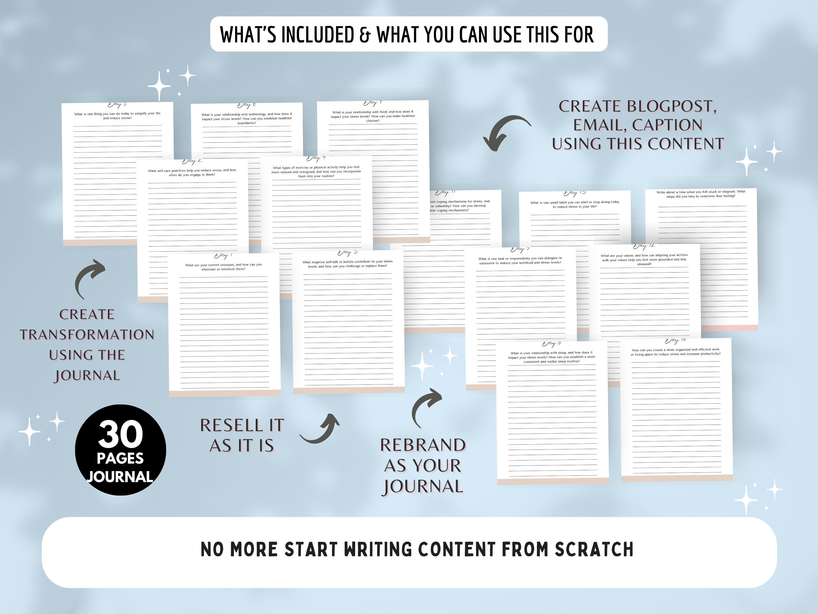 Anxiety Stress Journal : Done for You Journal Prompt | Brandable ...