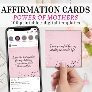 Mother Affirmations Cards | Instagram Templates Encouraging Quotes for Motherhood, Parenting Coaches