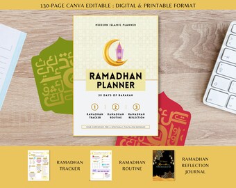 Planificador de Ramadán 2026 islámico, plantilla digital editable, sin fecha, imprimible, tamaño A4 para profundizar en tu práctica.