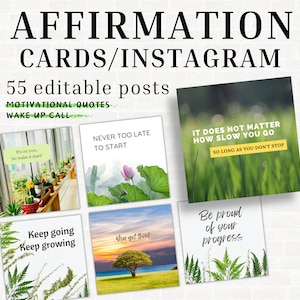 Cartões de afirmação diários e modelos do Instagram | Aumento de autoconfiança | Citações inspiradoras para desenvolvimento pessoal