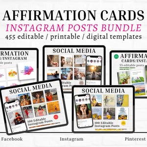 Pacote de Deck de Afirmação | Cartões e Postagens do Instagram | Impulso de Crescimento Pessoal | Pacote de Inspiração para Mídias Sociais