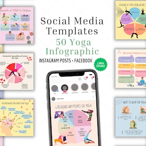 Yoga-infographic | Sjabloon Instagram-post voor levenscoach | Fitness-infographics | Kleurrijke Instagram voor yogacoach en wellnesscoach