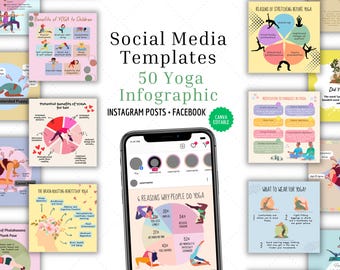 Infografía de Yoga / Plantilla para publicación de Instagram de Coach de Vida / Infografías de Fitness / Instagram colorido para Coaches de Yoga y Bienestar