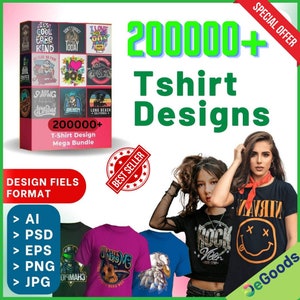 LOT DE DESIGNS DE TSHIRT, + de 200 000 designs de t-shirts + bonus, lot de modèles de t-shirts imprimés à la demande, t-shirts graphiques, Teespring, Printify RedBubble