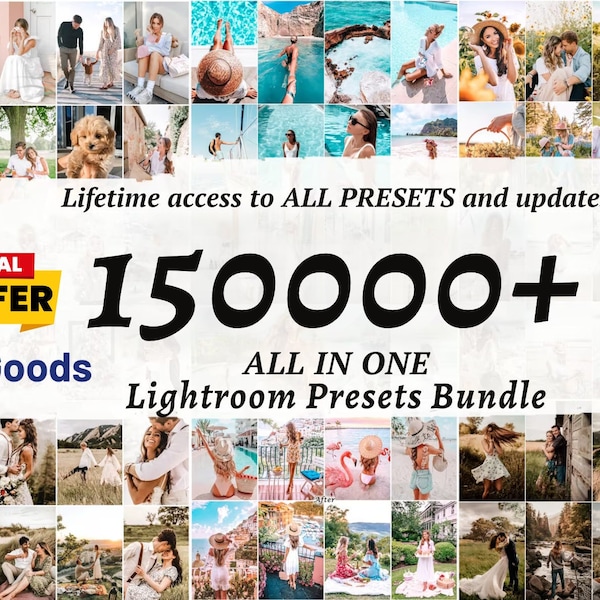 150K+ Lightroom Presets bündeln Mobile Desktop | Vintage Boho Retro Filmische Hochzeit Instagram Filter DNG XMP