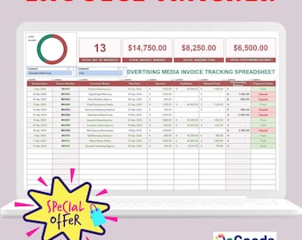 INVOICE TRACKER EXCEL Template, Small Business Spreadsheet Bundle (Google Sheets Compatible)