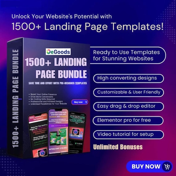 1500+ LANDING PAGES BUNDLE, Premium Landing Pages, Landing Page Templates, Professional & Customizable Designs