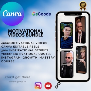 4000+ MOTIVATIONAL REELS BUNDLE - Canva Video Template, Instagram Reels bundle, Canva Editable Template, Ig Reel Motivation