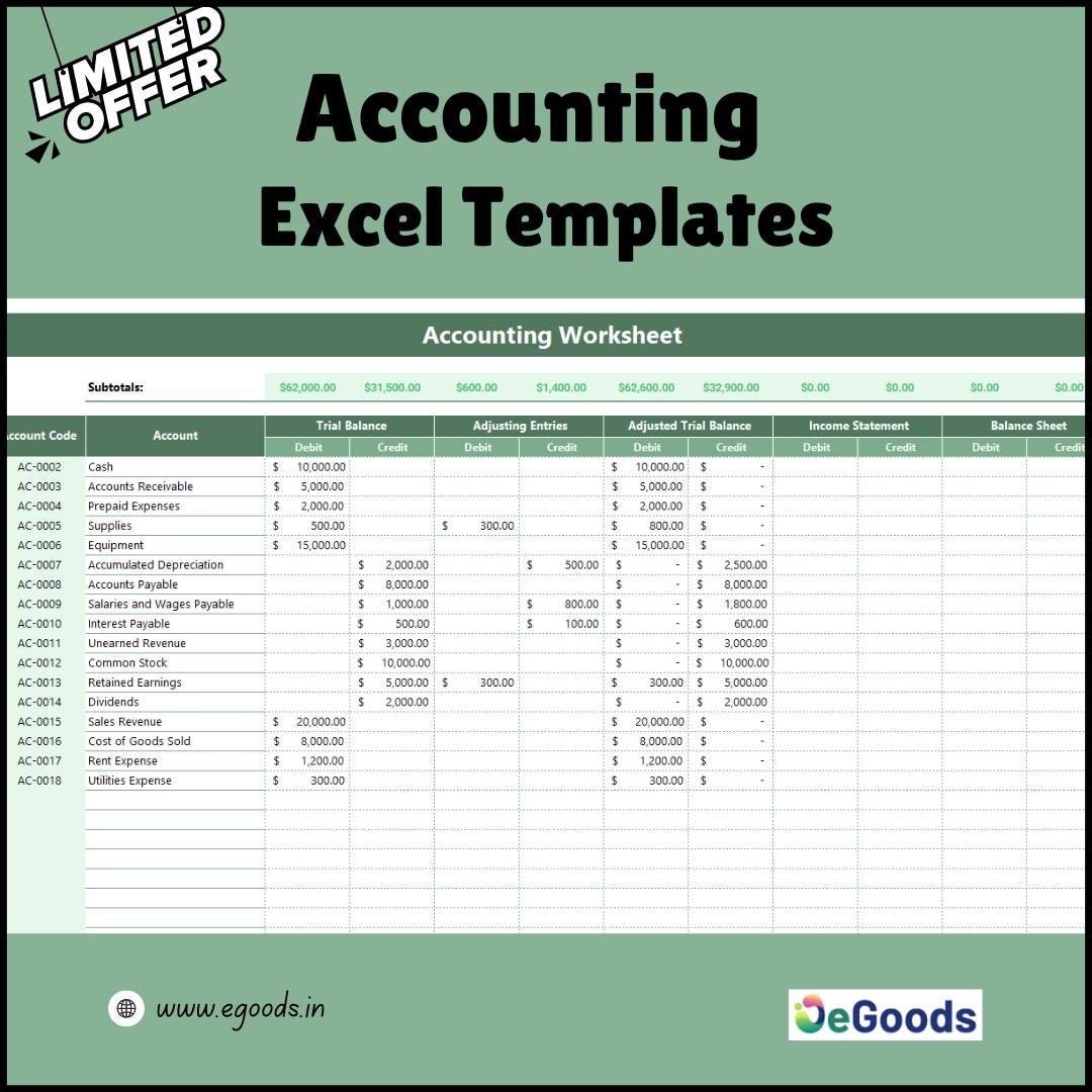 ACCOUNTING EXCEL TEMPLATES Bundle, Business Ledger (digital Download) - Etsy, image size:1080x1080