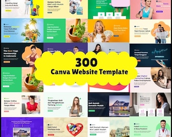 300 CANVA WEBSITE TEMPLATES Bundle, Editable Website Kit for Business, Courses, Branding