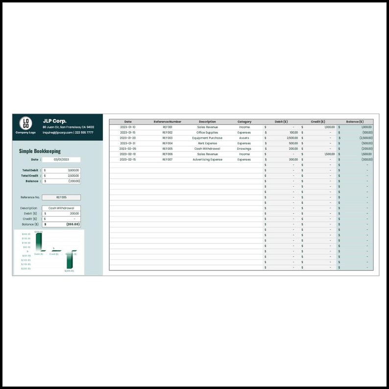 Business finance Excel tracker template