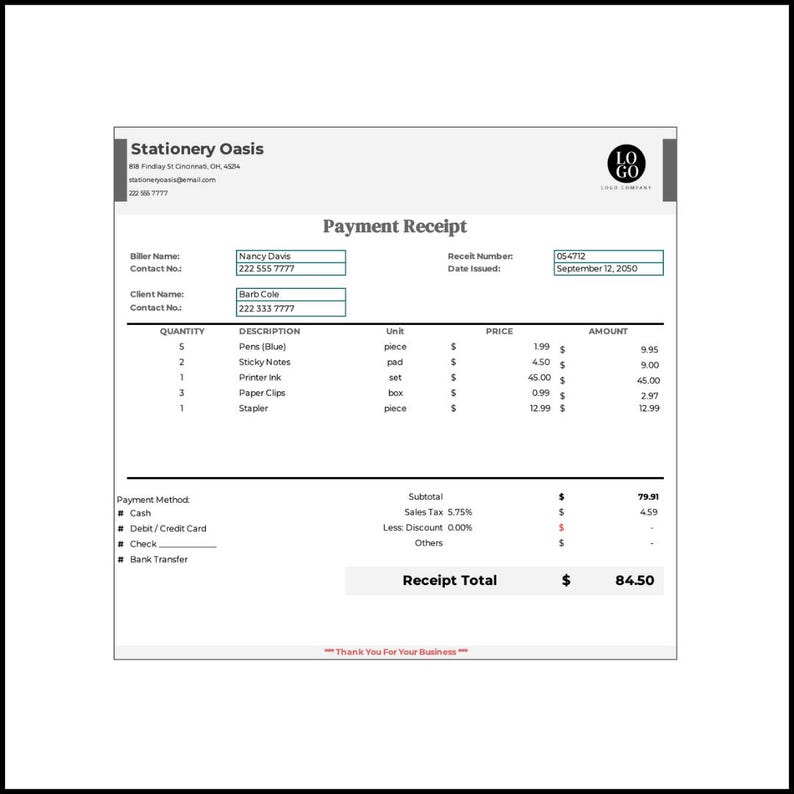 Simple accounting spreadsheet for startups