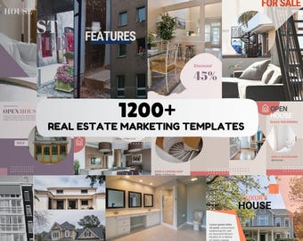 1200+ REAL ESTATE Marketing TEMPLATES Bundle, Social Media Posts & Stories