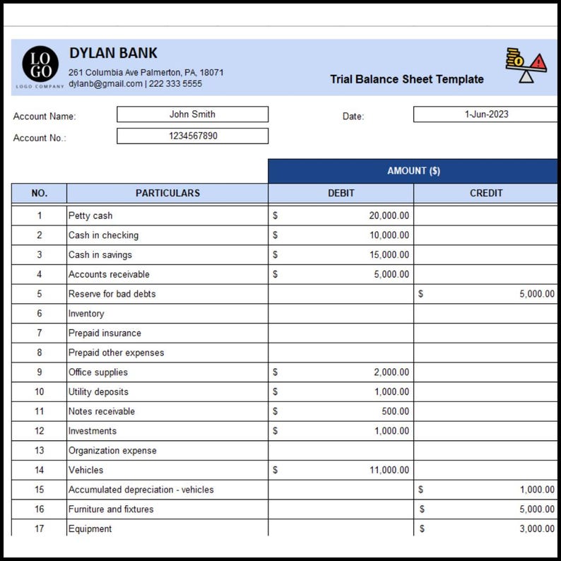 Editable accounting templates