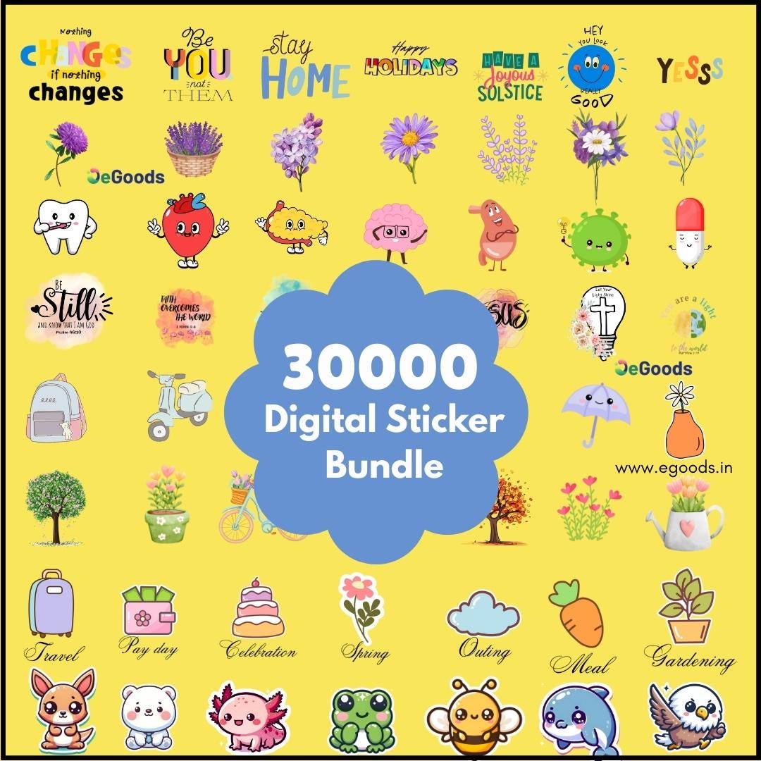 30,000+ DIGITAL STICKERS Mega Bundle: Planner, Scrapbook, Diy (png ...