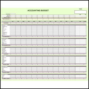 Editable accounting template for bookkeeping