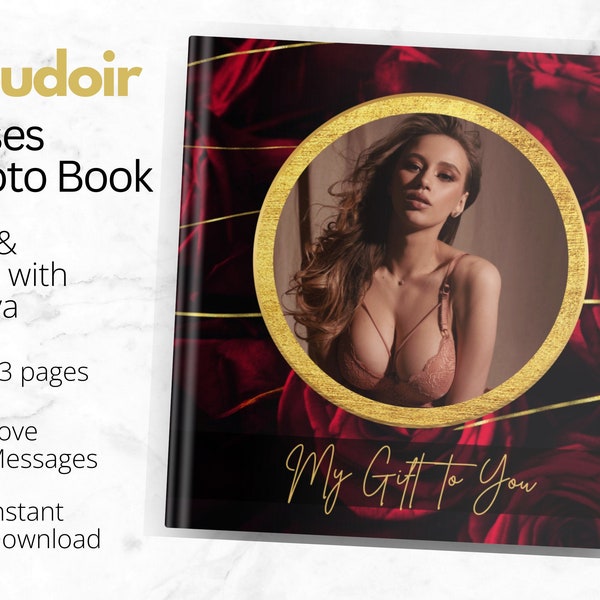 Roses Boudoir Photo Album | Boudoir Photo Book |  Photo Album Template for Canva | Printable Photo Book | eBook Template | Instant Download