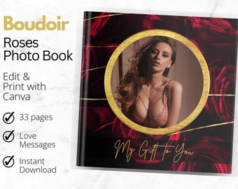 Roses Boudoir Photo Album | Boudoir Photo Book |  Photo Album Template for Canva | Printable Photo Book | eBook Template | Instant Download