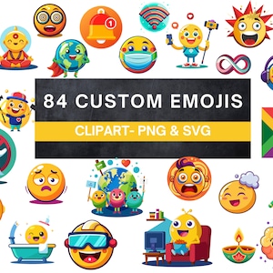 84 clipart de emoji personalizado | Emoji SVG | Emojis PNG | Rosto sorridente Clipart