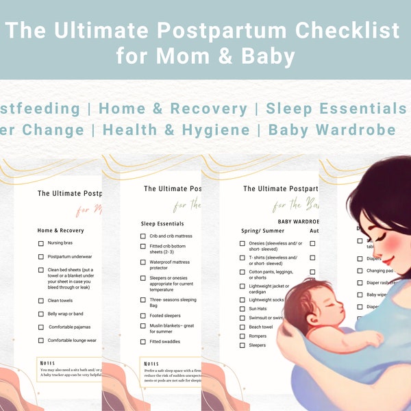 Newborn Essentials Checklist, Postpartum Essentials Checklist, Baby Essentials, Baby must haves, Newborn Nursery Checklist, Baby Registry