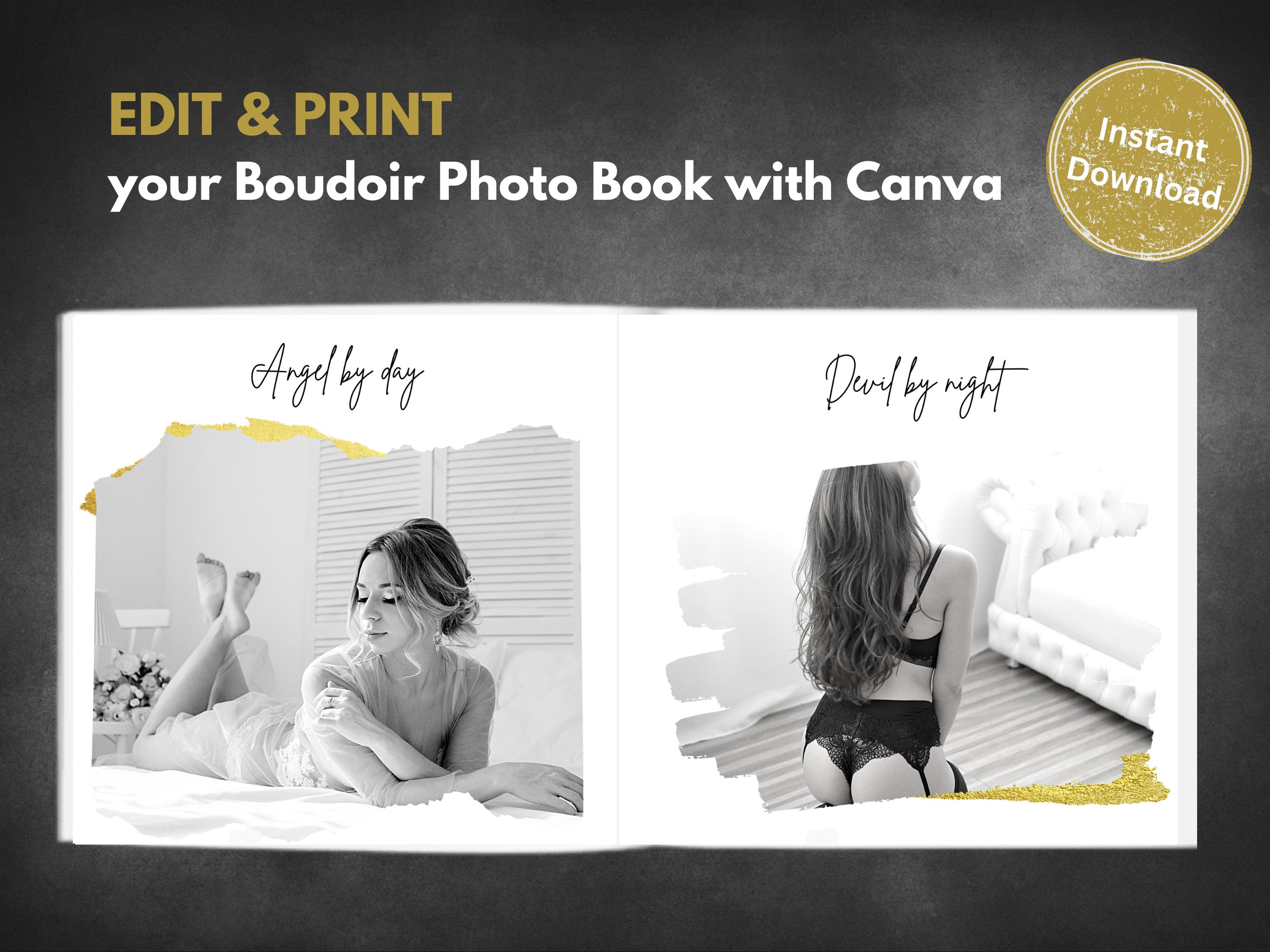 Boudoir Photo Album Boudoir Photo Book Photo Album Template for Canva
